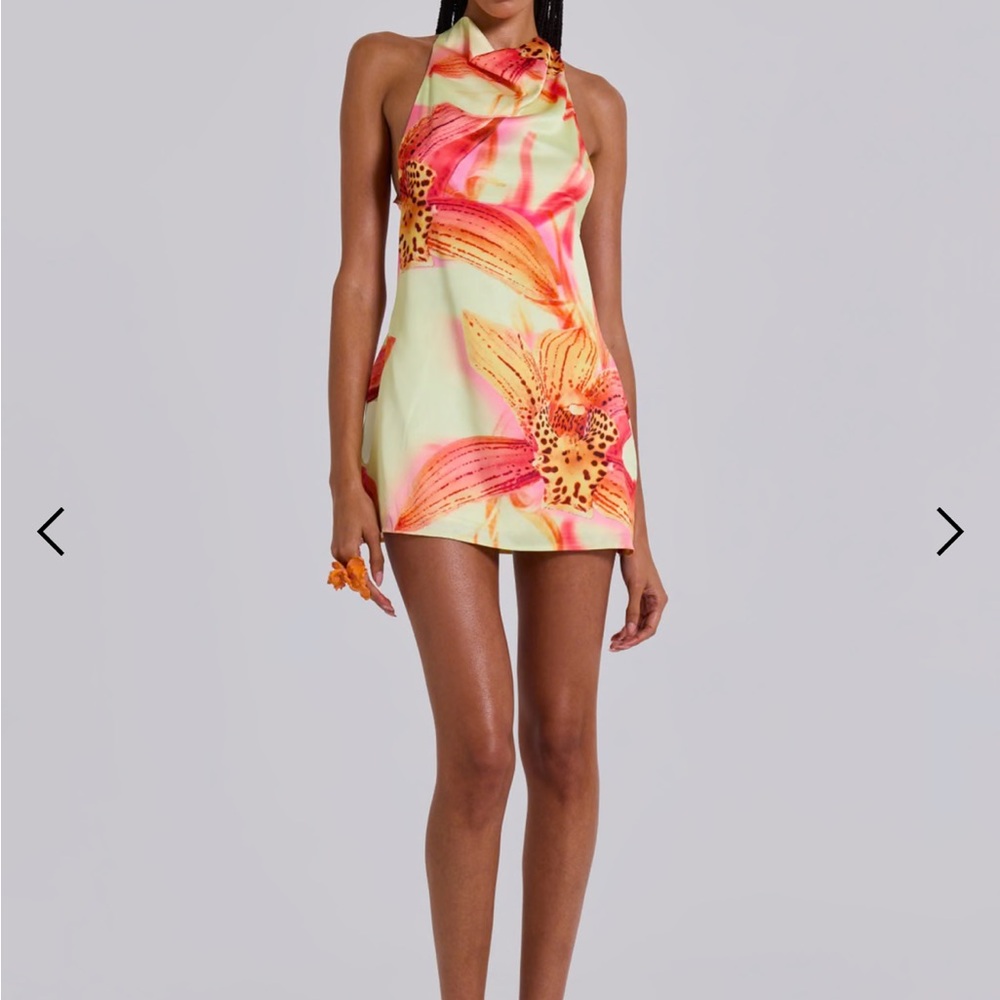 Jaded London Floral Mini Dress - Pink and Yellow